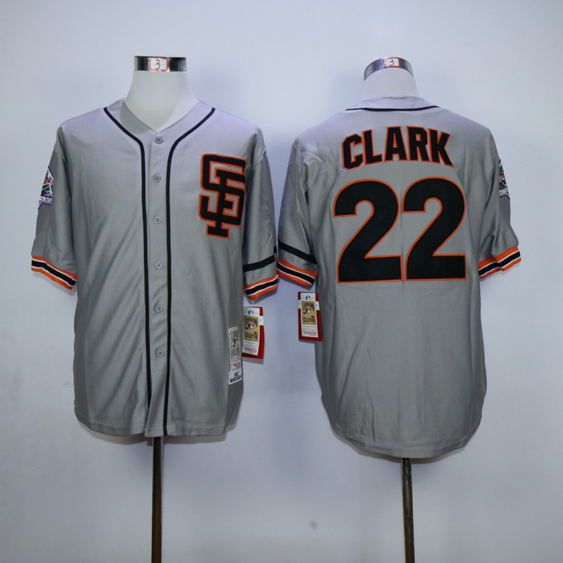 Men San Francisco Giants #22 Clark Grey Throwback SF MLB Jerseys
